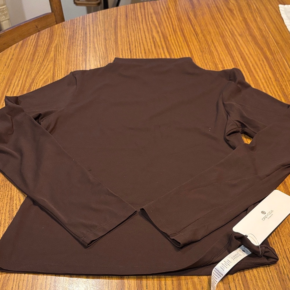 CRZ YOGA Large Chocolate Long Sleeve Top